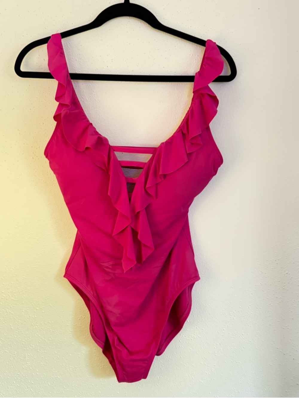 Bleu Rod Beattie Hot Pink Ruffle One-Piece Swimsuit